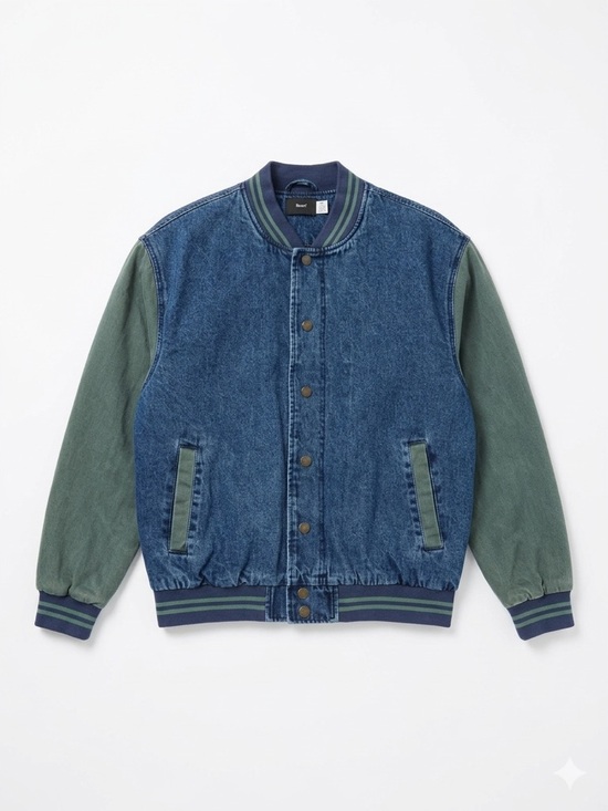 BDG Other - BDG Blue Denim Body with Green Sleeves Bomber Jacket
